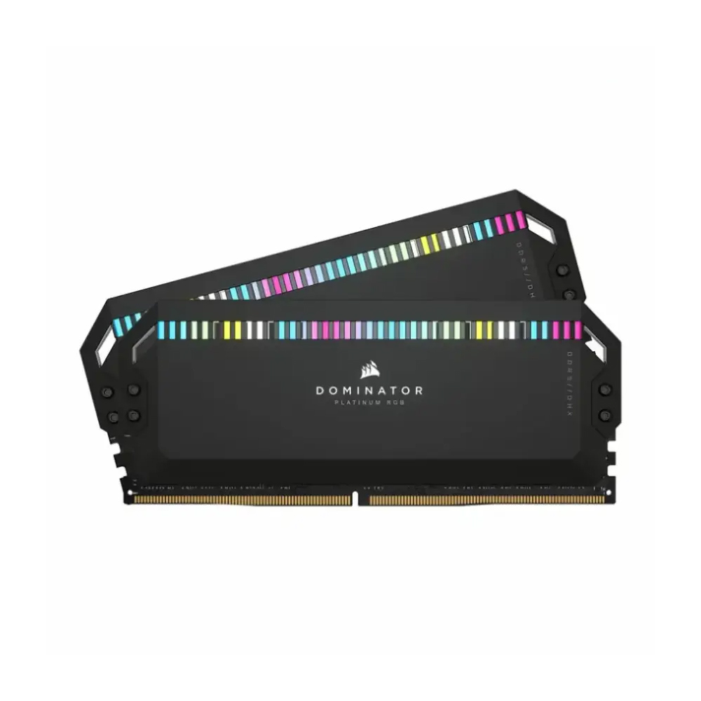 رم کامپیوتر کورسیر مدل Dominator Platinum RGB Black 64GB 32GBx2 5200MHz CL40 DDR5
